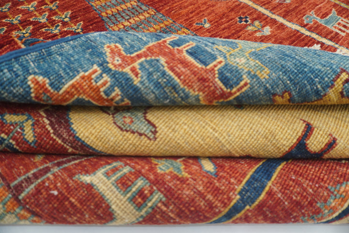 7x10 Red Blue Gabbeh Tree of Life Afghan Hand-Knotted Rug - Yildiz Rugs