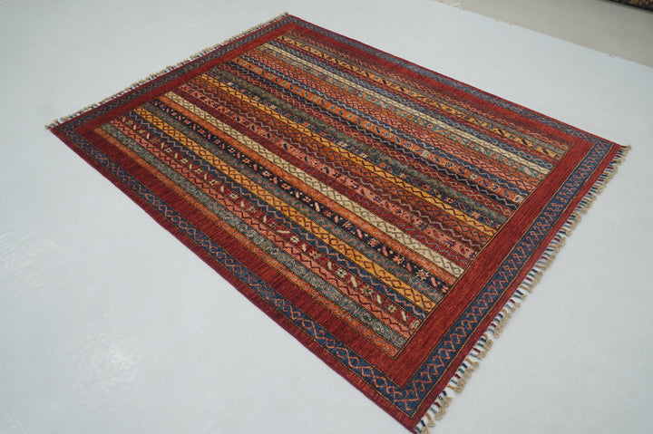 5x7 Red Turkish Shawl Hand knotted Rug