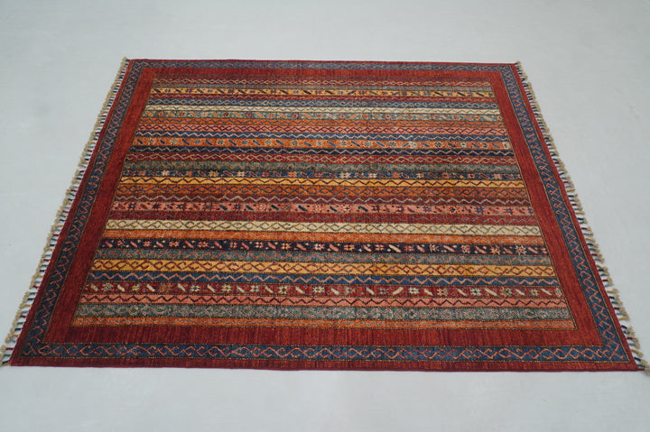 5x7 Red Turkish Shawl Hand knotted Rug