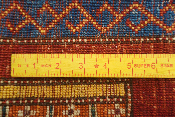 3x4 Red Turkish Striped Shawl Hand knotted Wool Rug - Yildiz Rugs