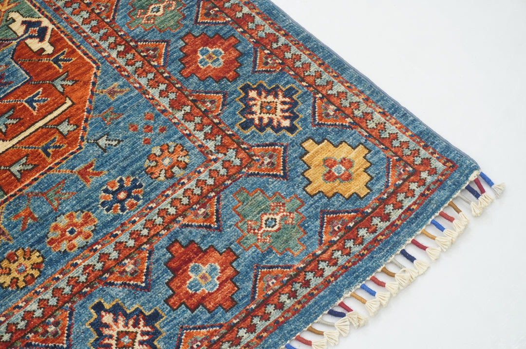 5x7 Blue Ersari Turkmen Afghan hand knotted Tribal Oriental Rug - Yildiz Rugs