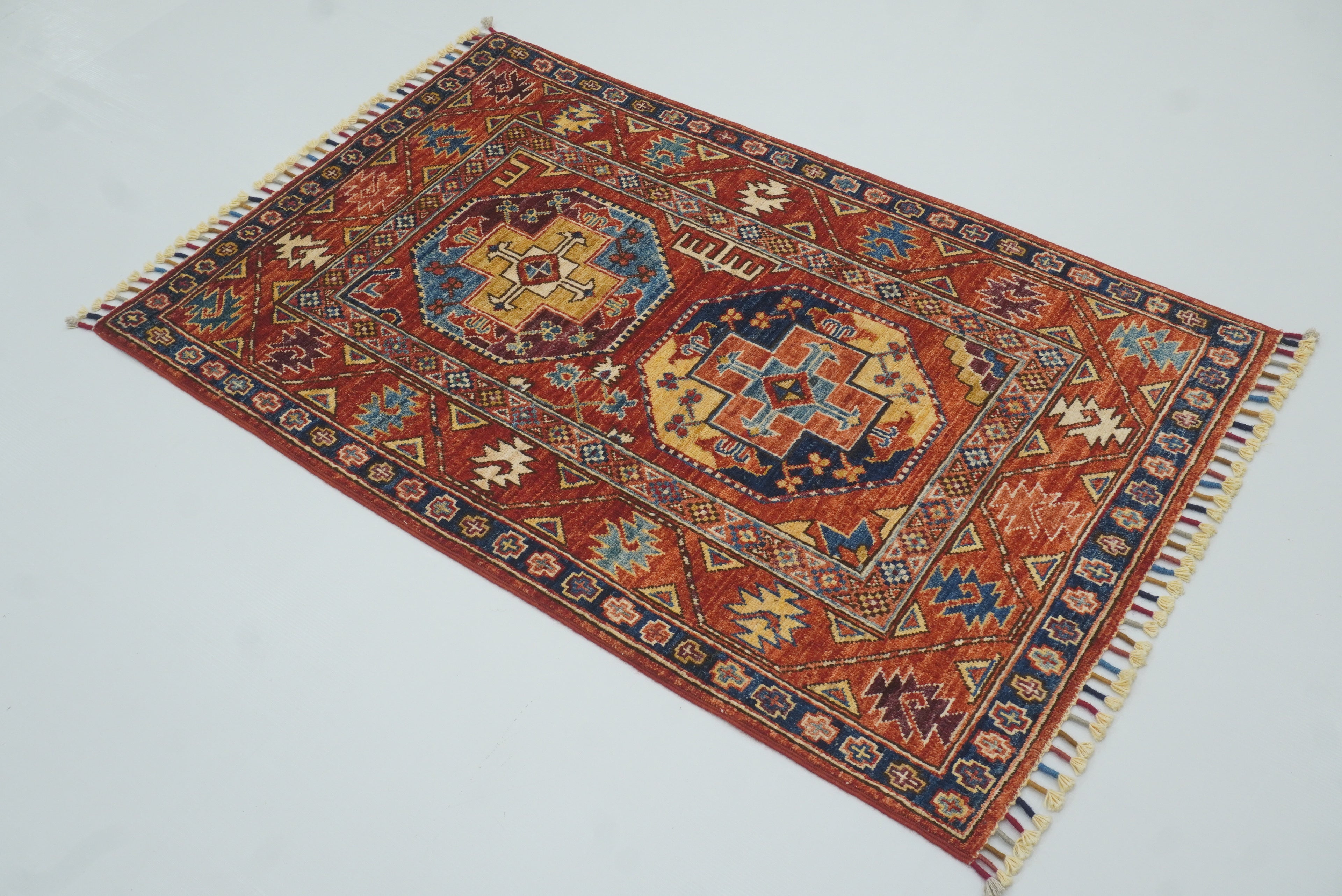 3x4 Red Ersari Hand Knotted Afghan Oriental Rug - Yildiz Rugs