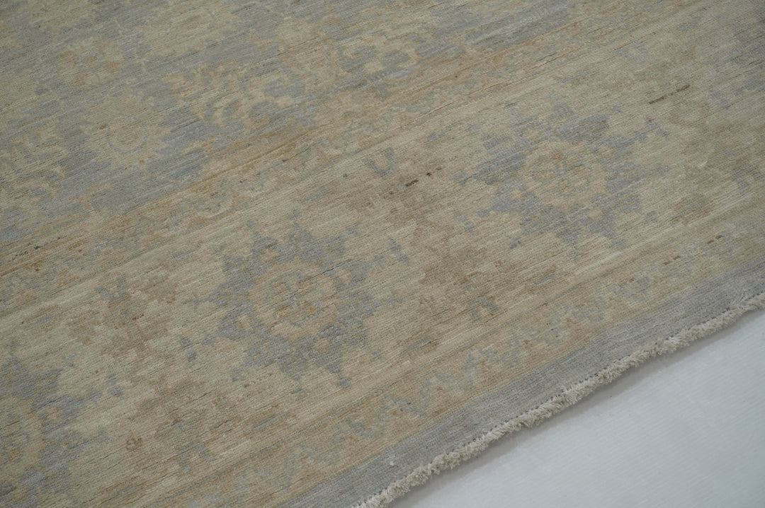 8x10 Muted Gray Beige Vintage Tabriz Afghan Hand knotted Rug - Yildiz Rugs