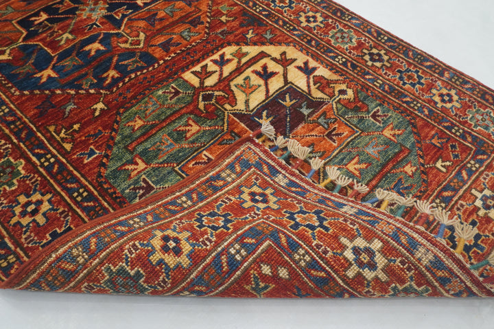 3x4 Red Ersari Afghan Hand knotted Oriental Rug