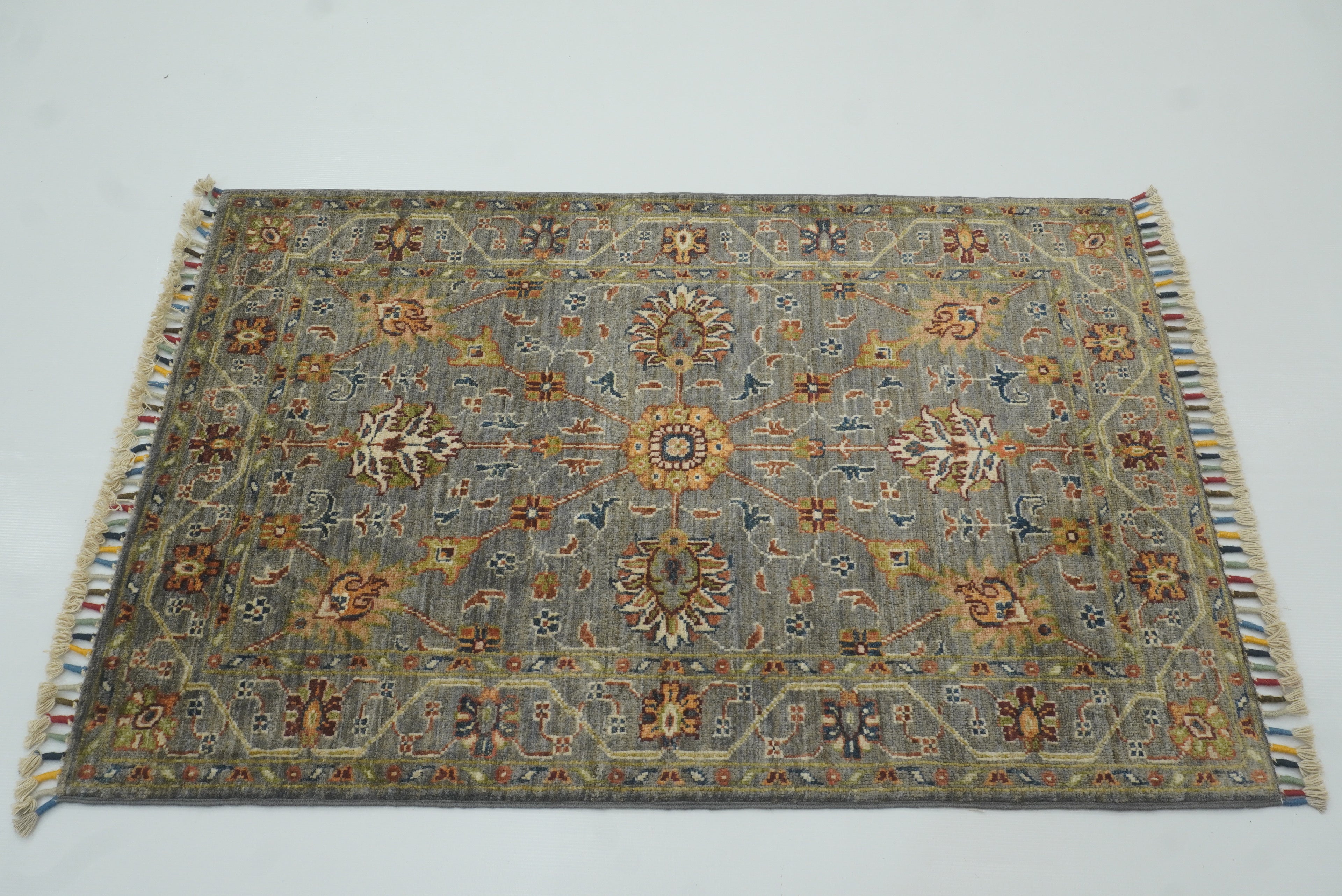 3x4 Gray Waziri Afghan Hand knotted Oriental Rug - Yildiz Rugs