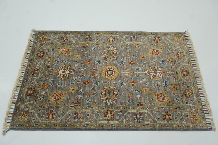 3x4 Gray Waziri Afghan Hand knotted Oriental Rug - Yildiz Rugs