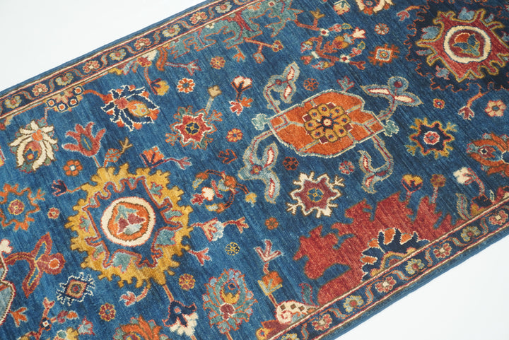 10 Ft Blue Bidjar Afghan Hand-Knotted Wool Oriental Runner Rug - Yildiz Rugs