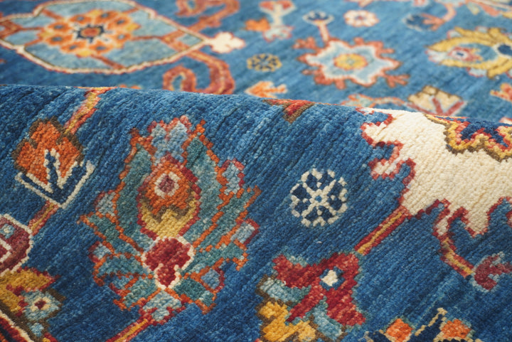 10 Ft Blue Bidjar Afghan Hand-Knotted Wool Oriental Runner Rug - Yildiz Rugs