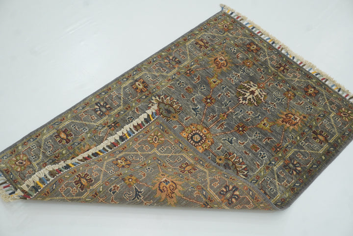3x4 Gray Waziri Afghan Hand knotted Oriental Rug - Yildiz Rugs