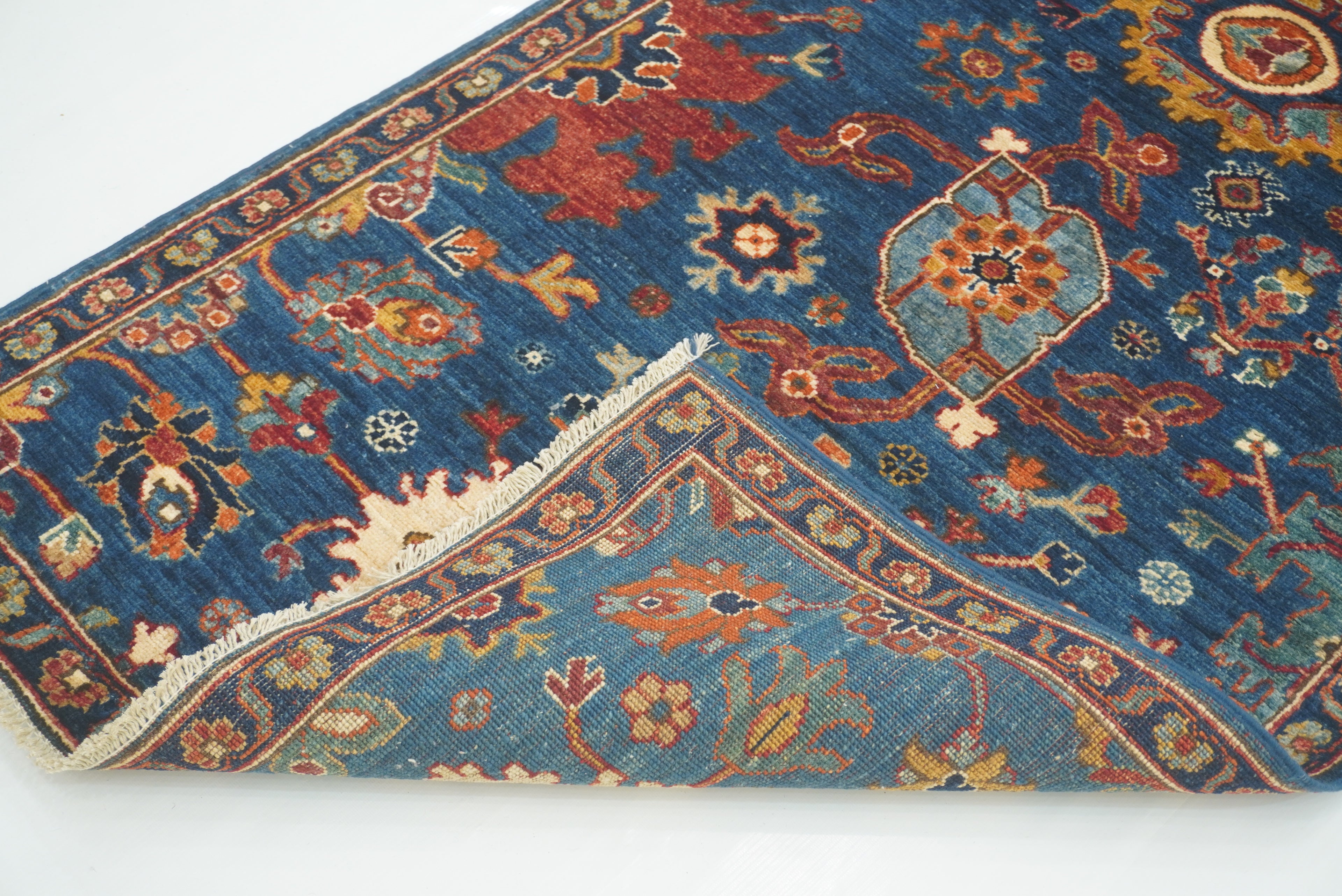 10 Ft Blue Bidjar Afghan Hand-Knotted Wool Oriental Runner Rug - Yildiz Rugs