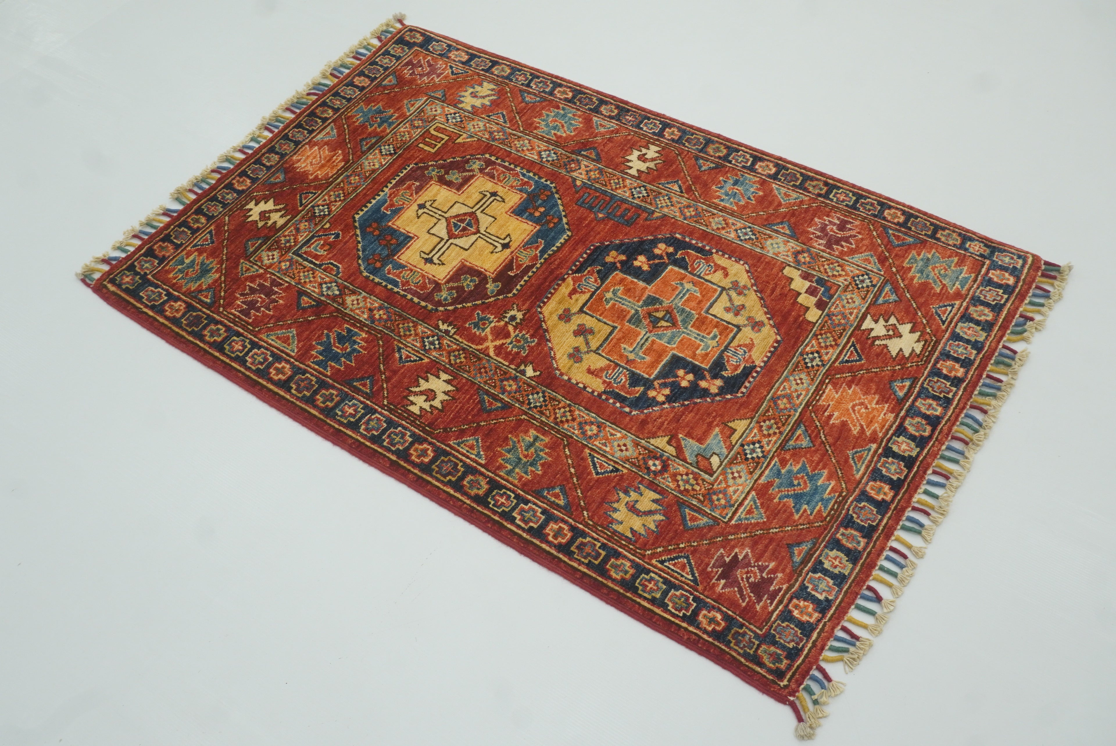 3x4 Red Ersari Hand Knotted Afghan Oriental Rug - Yildiz Rugs