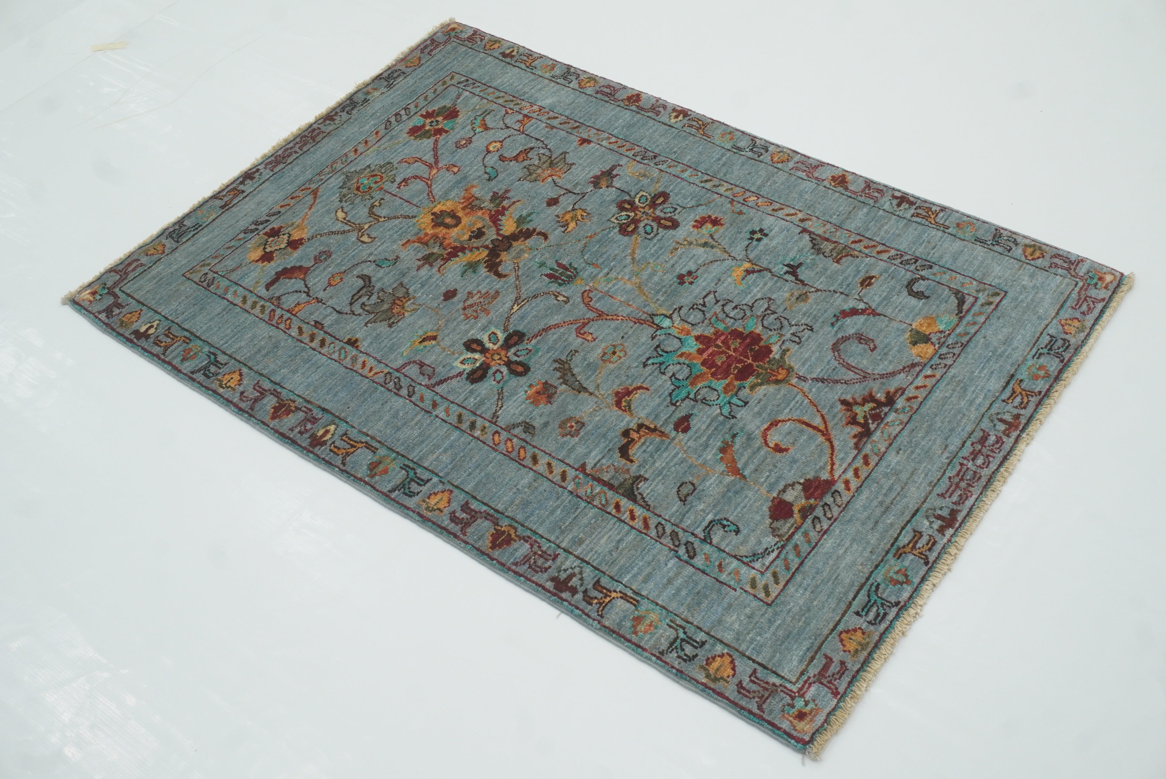 3x4 Blueish Gray Waziri Afghan Hand knotted Oriental Rug - Yildiz Rugs