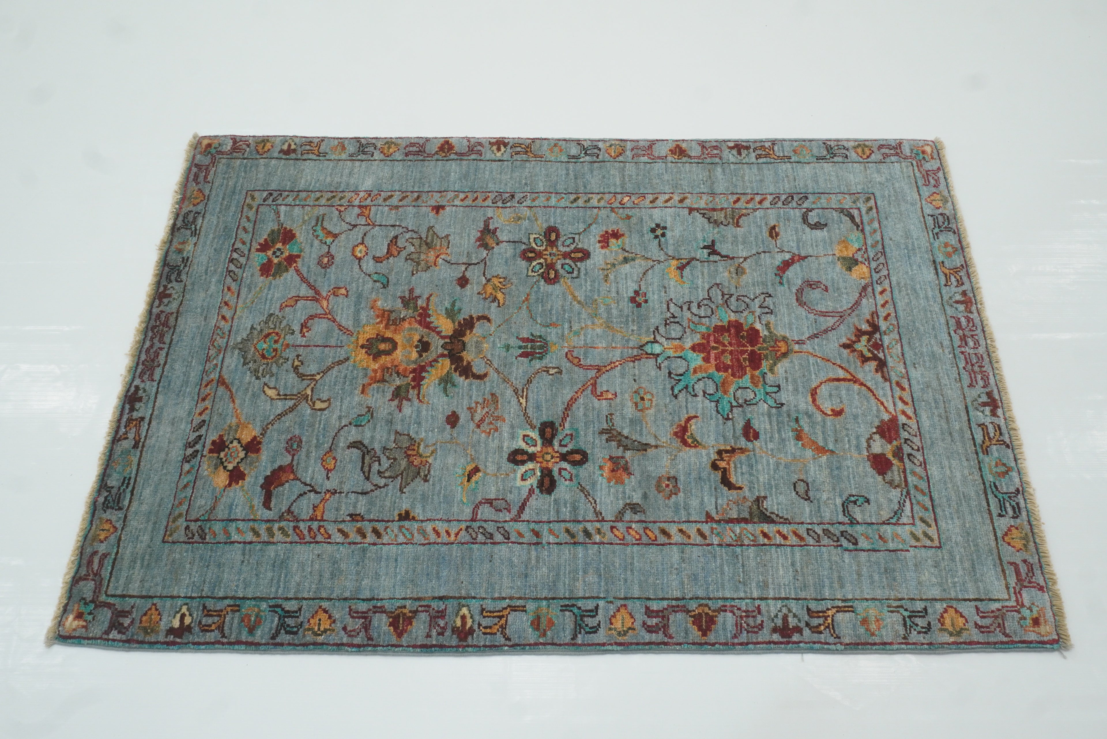 3x4 Blueish Gray Waziri Afghan Hand knotted Oriental Rug - Yildiz Rugs