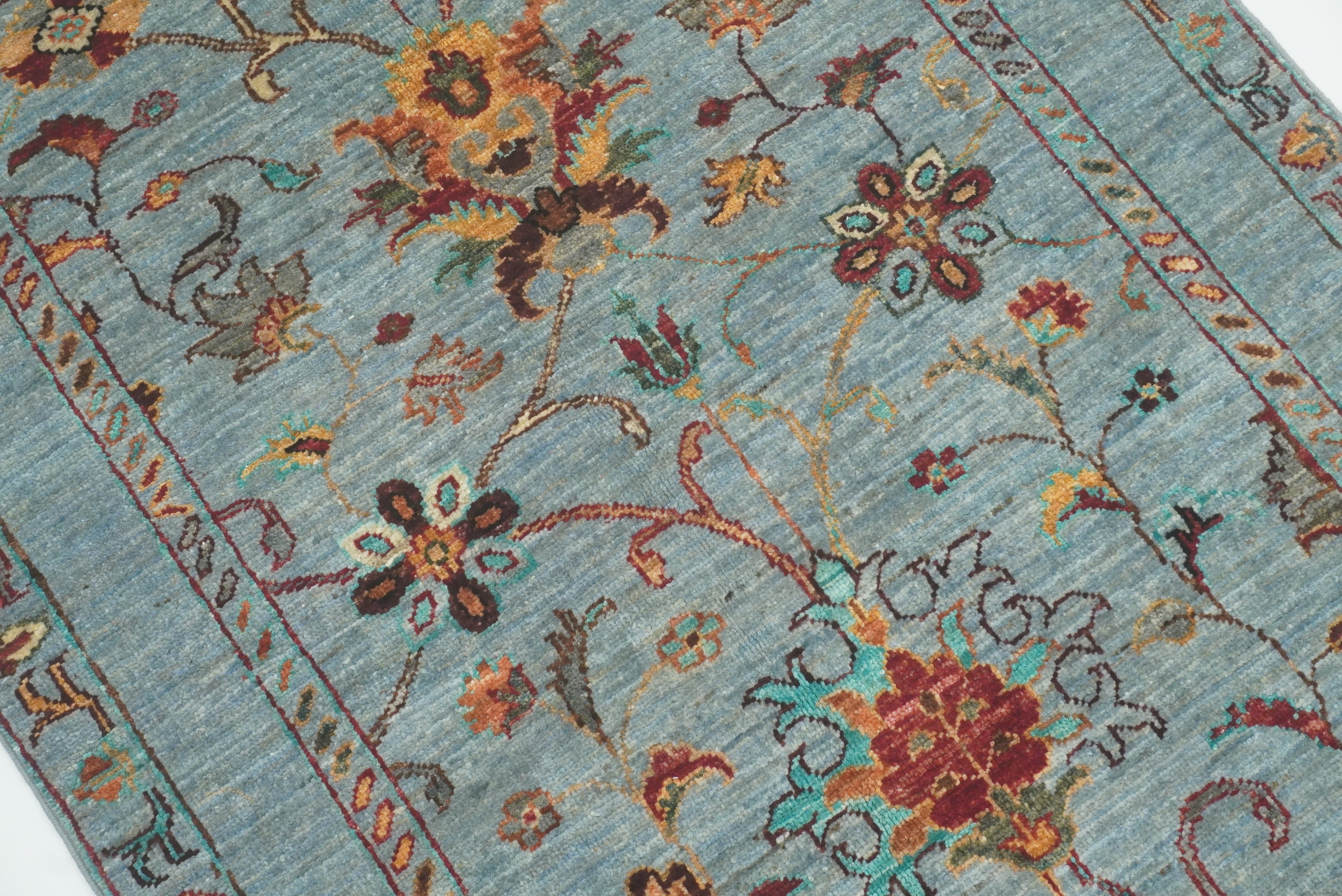 3x4 Blueish Gray Waziri Afghan Hand knotted Oriental Rug - Yildiz Rugs