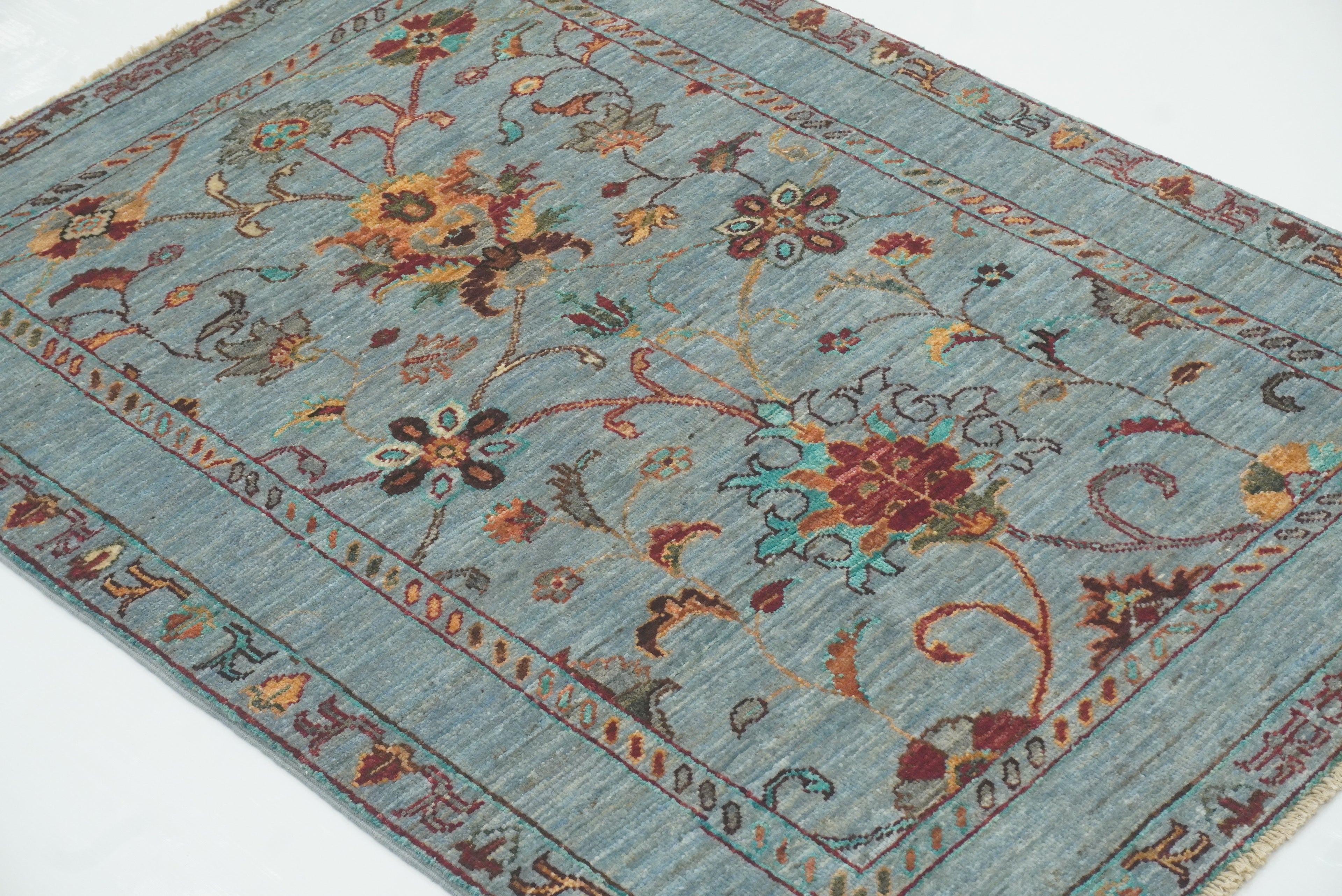 3x4 Blueish Gray Waziri Afghan Hand knotted Oriental Rug - Yildiz Rugs