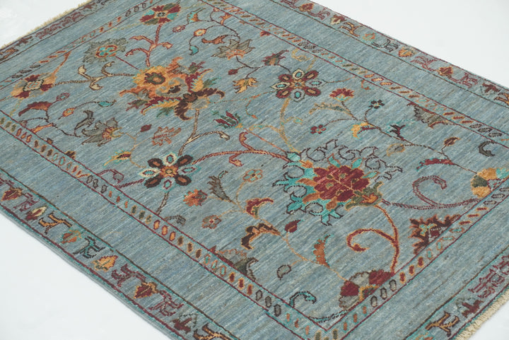 3x4 Blueish Gray Waziri Afghan Hand knotted Oriental Rug - Yildiz Rugs