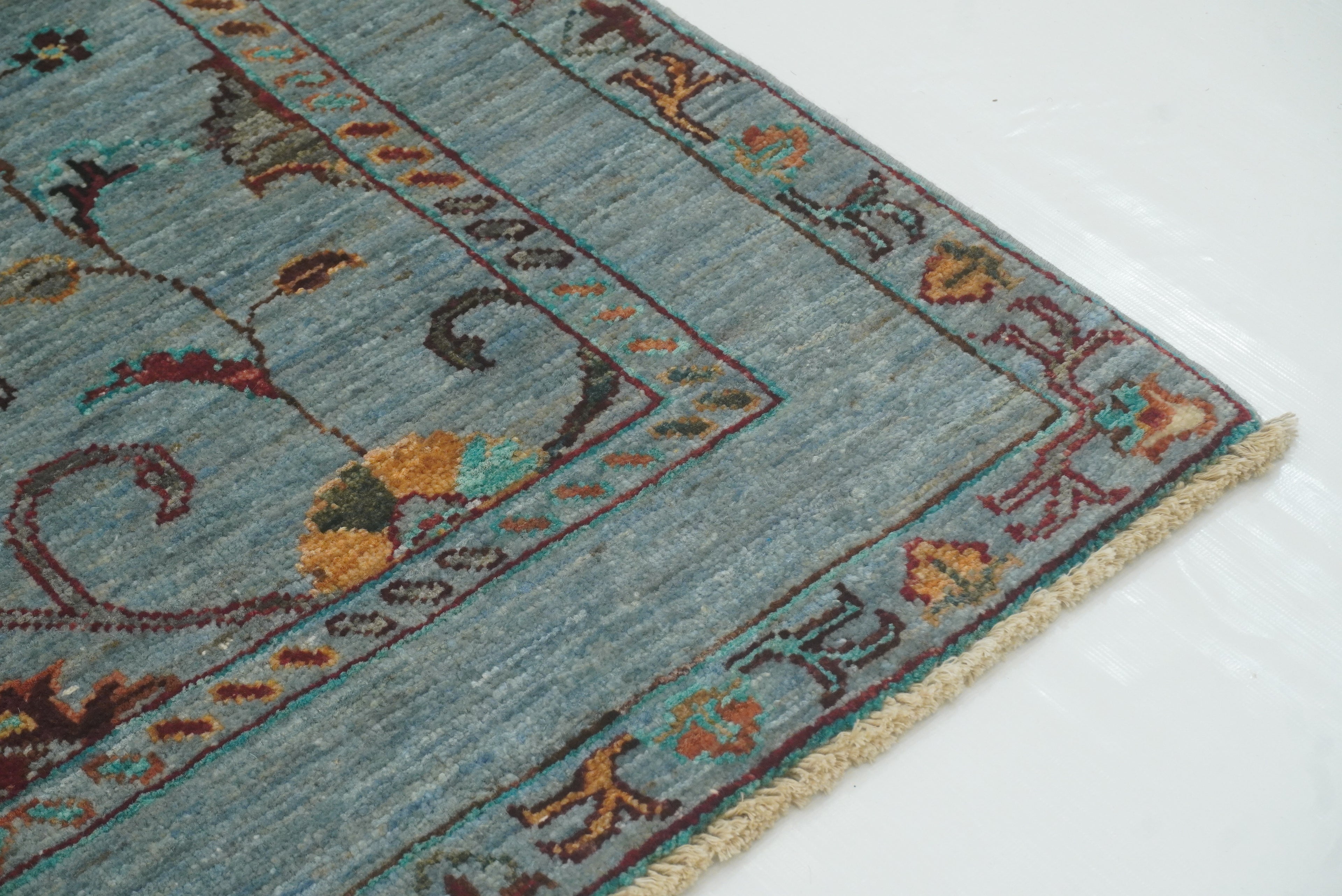 3x4 Blueish Gray Waziri Afghan Hand knotted Oriental Rug - Yildiz Rugs
