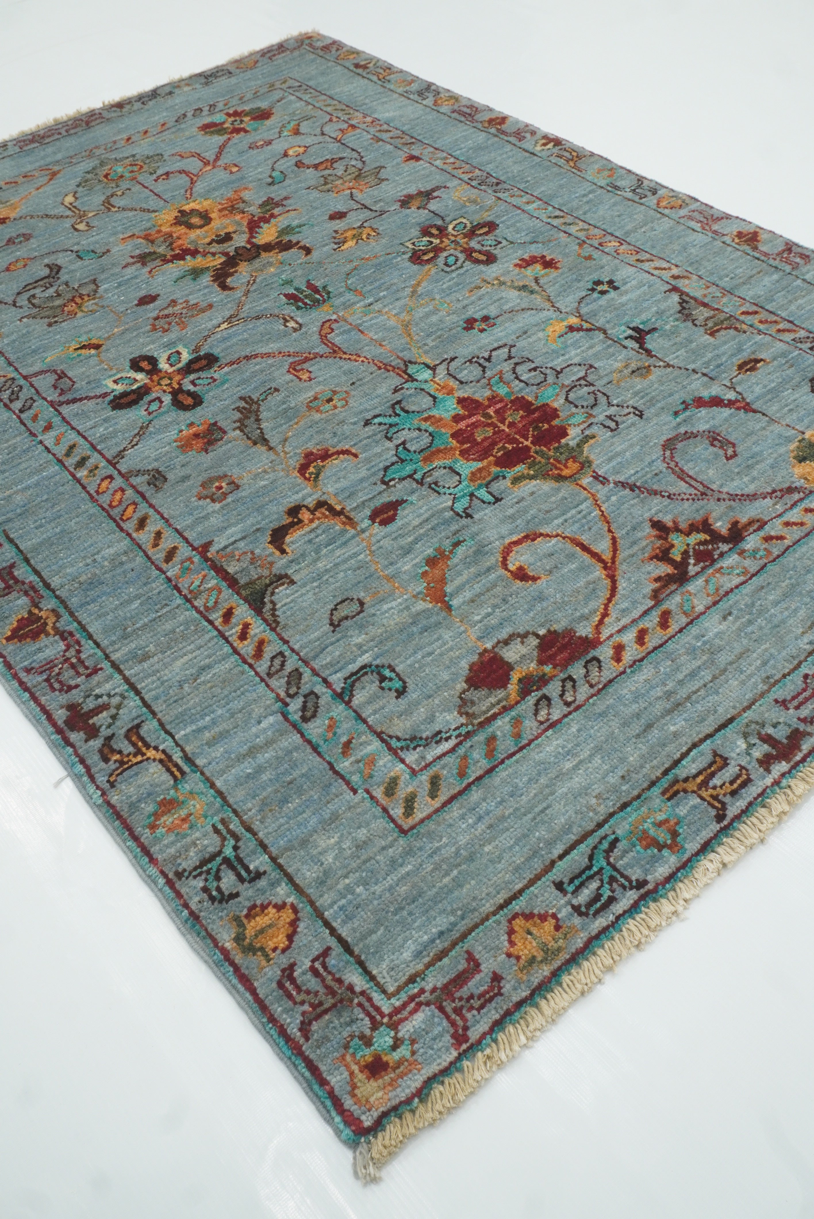 3x4 Blueish Gray Waziri Afghan Hand knotted Oriental Rug - Yildiz Rugs