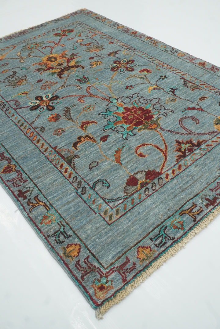 3x4 Blueish Gray Waziri Afghan Hand knotted Oriental Rug - Yildiz Rugs