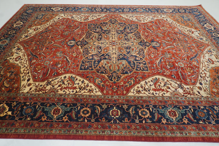 10x14 Red Serapi Afghan Hand Knotted Wool Oriental Rug - Yildiz Rugs