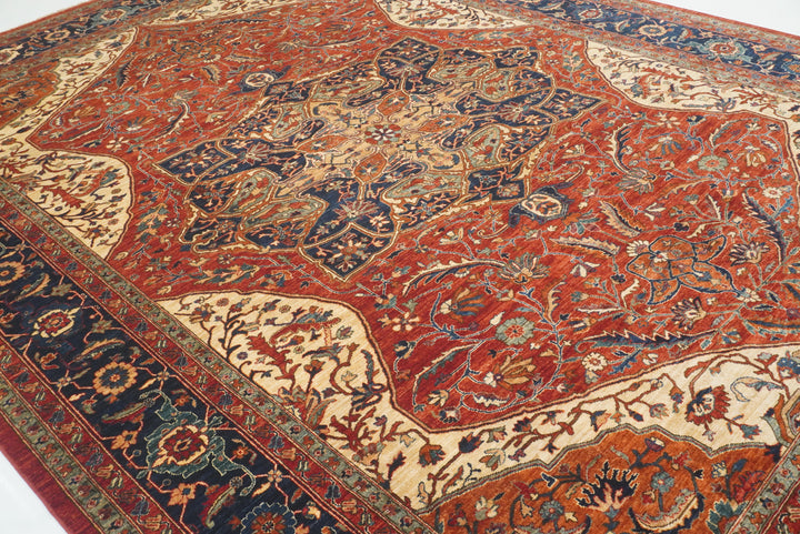10x14 Red Serapi Afghan Hand Knotted Wool Oriental Rug - Yildiz Rugs