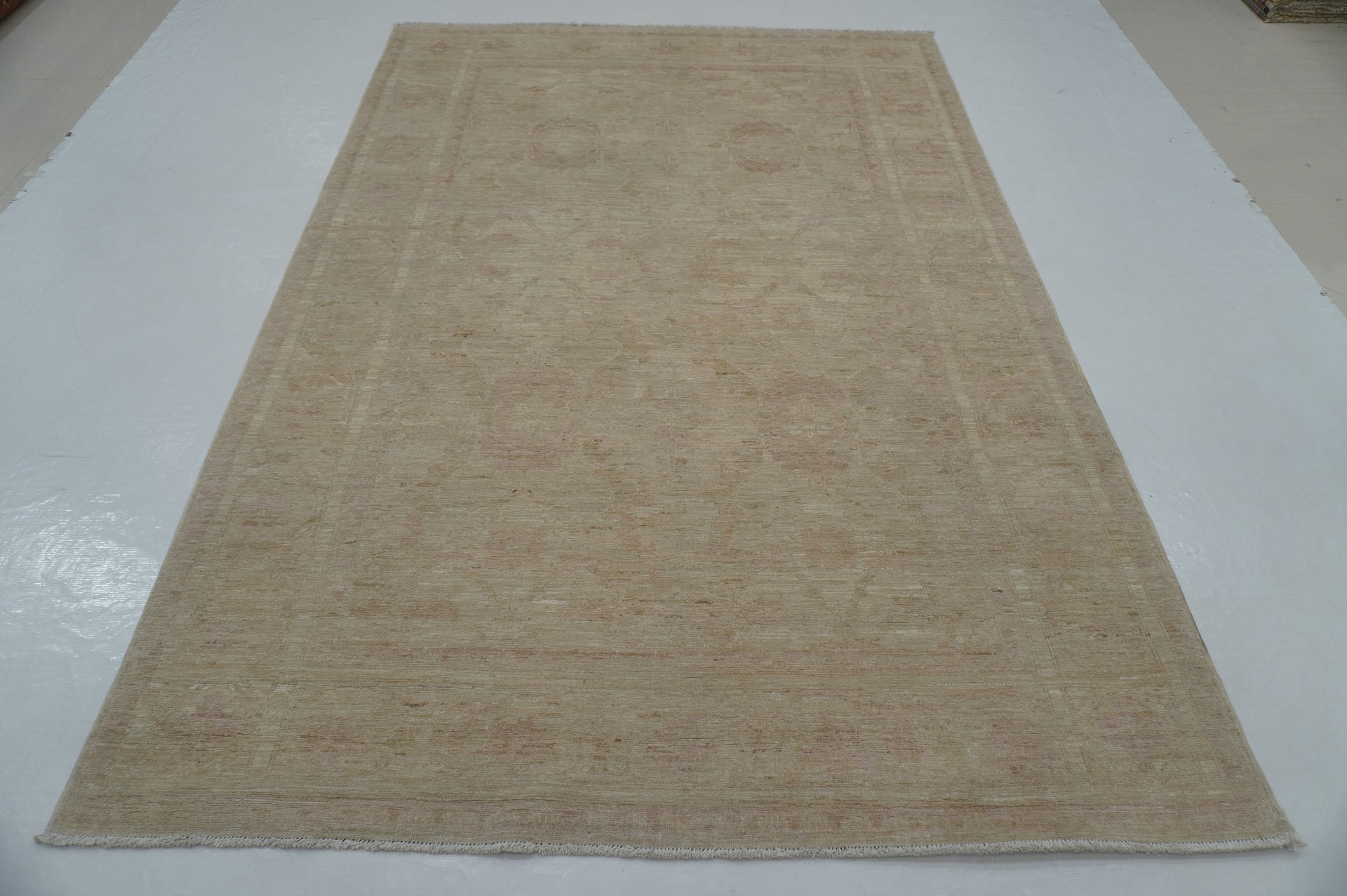 6x9 Beige Vintage Tabriz Afghan Hand knotted Rug