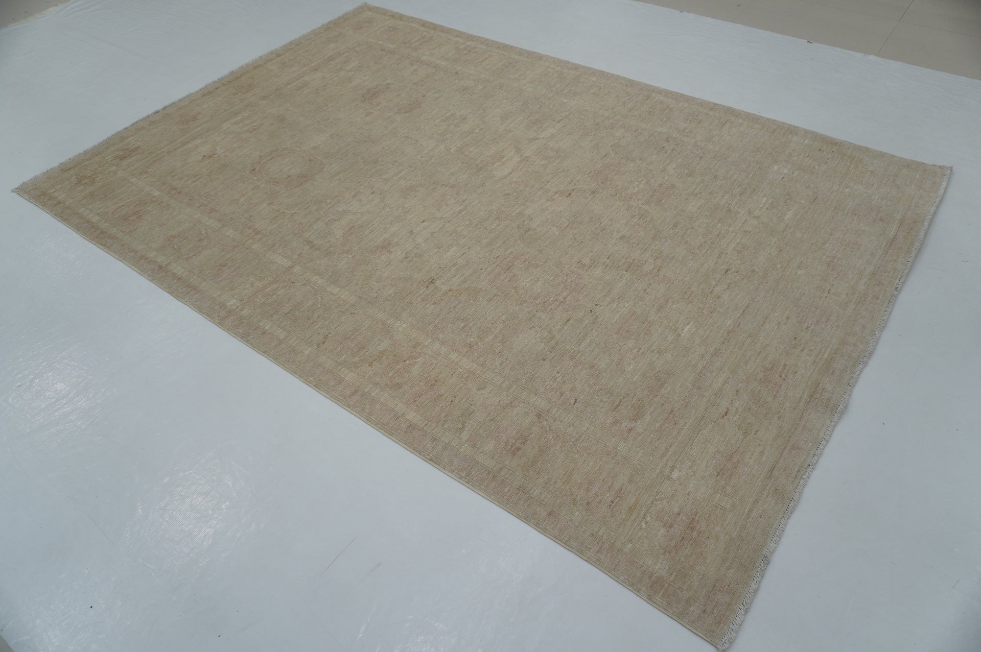 6x9 Beige Vintage Tabriz Afghan Hand knotted Rug