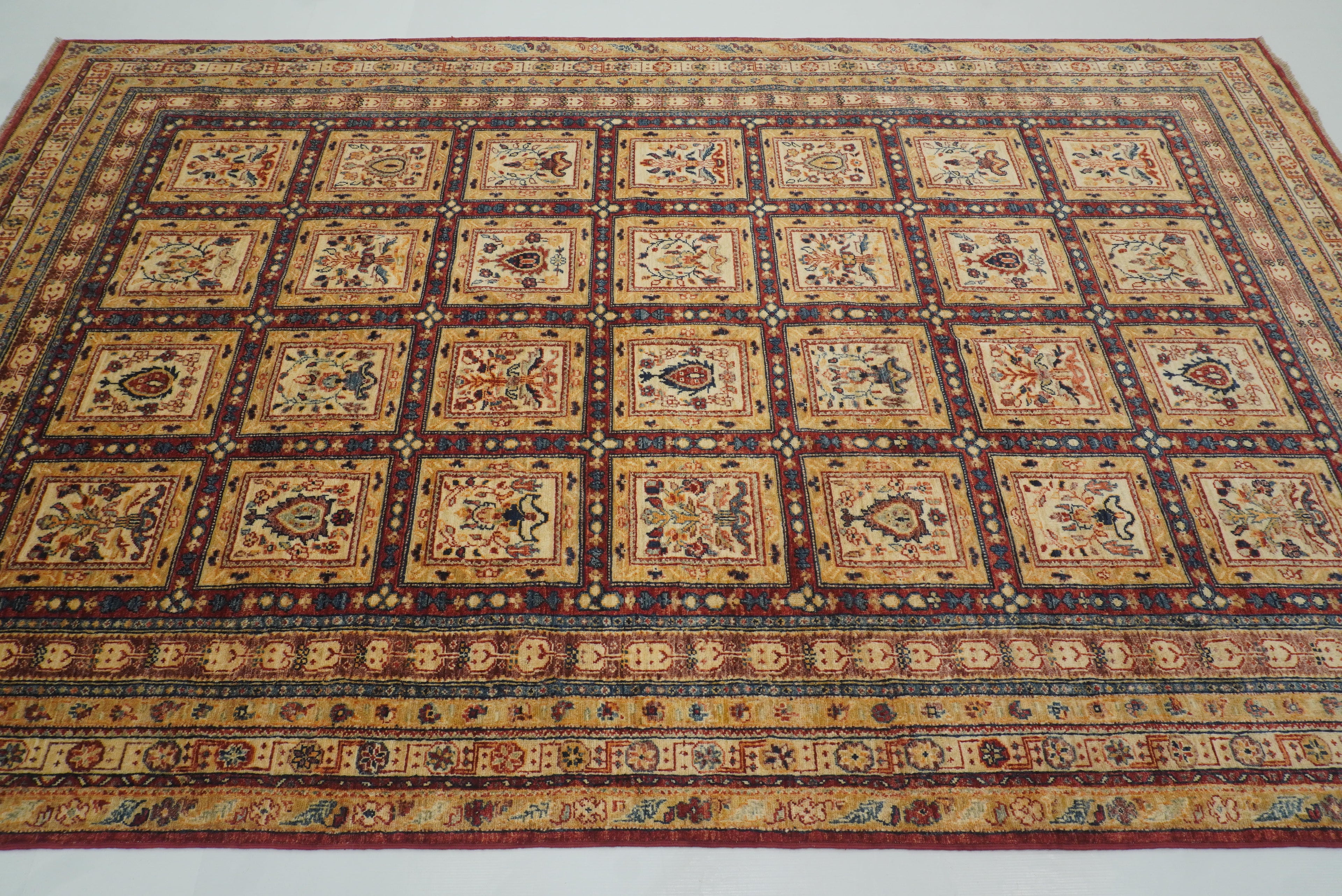 6'1"x9'11" Beige Bakhtiar Afghan Hand-Knotted Oriental Rug - Yildiz Rugs