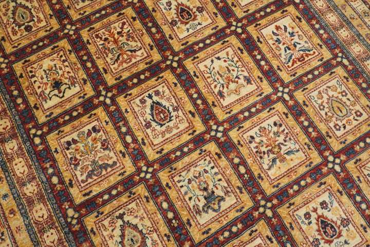 6'1"x9'11" Beige Bakhtiar Afghan Hand-Knotted Oriental Rug - Yildiz Rugs