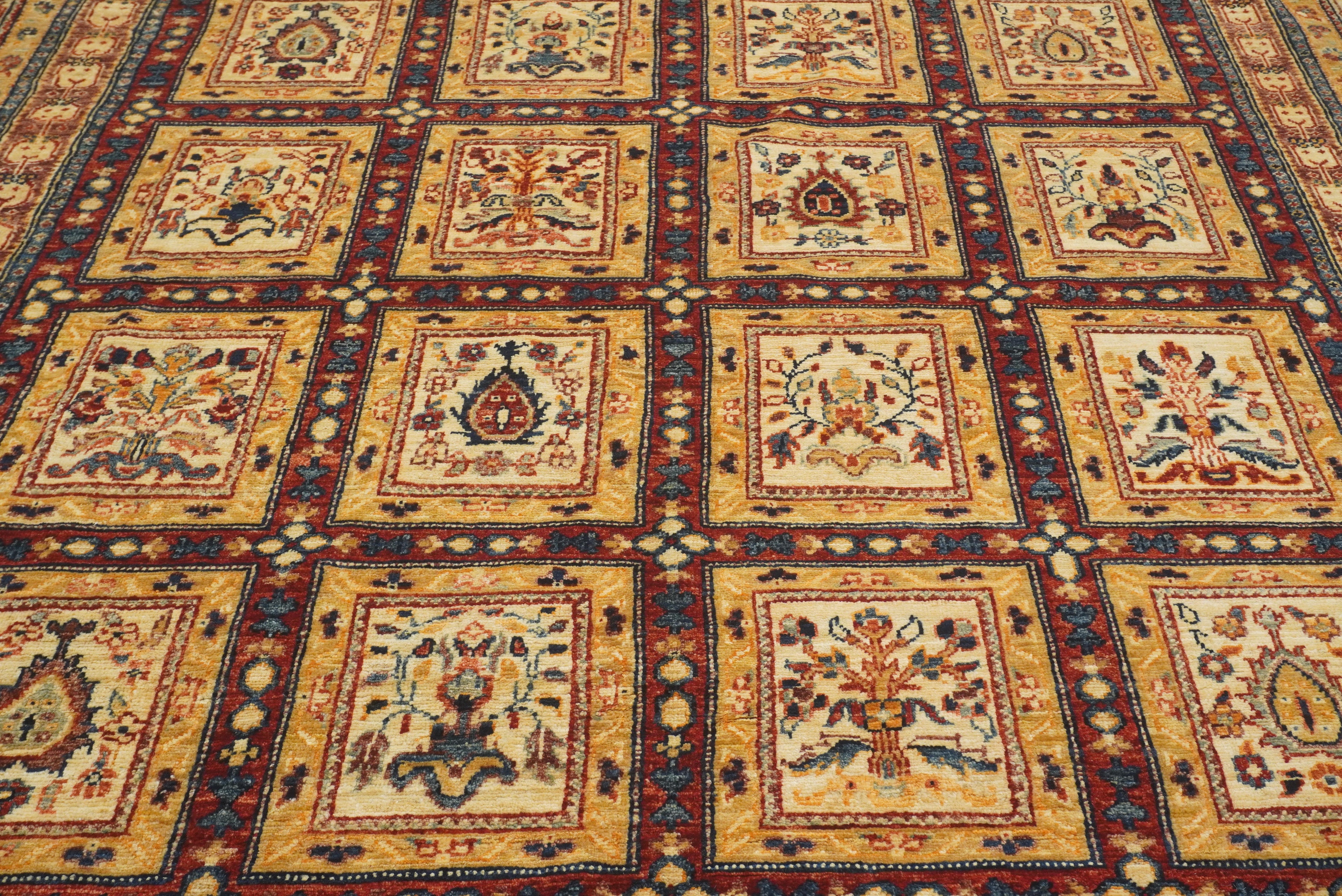 6'1"x9'11" Beige Bakhtiar Afghan Hand-Knotted Oriental Rug - Yildiz Rugs