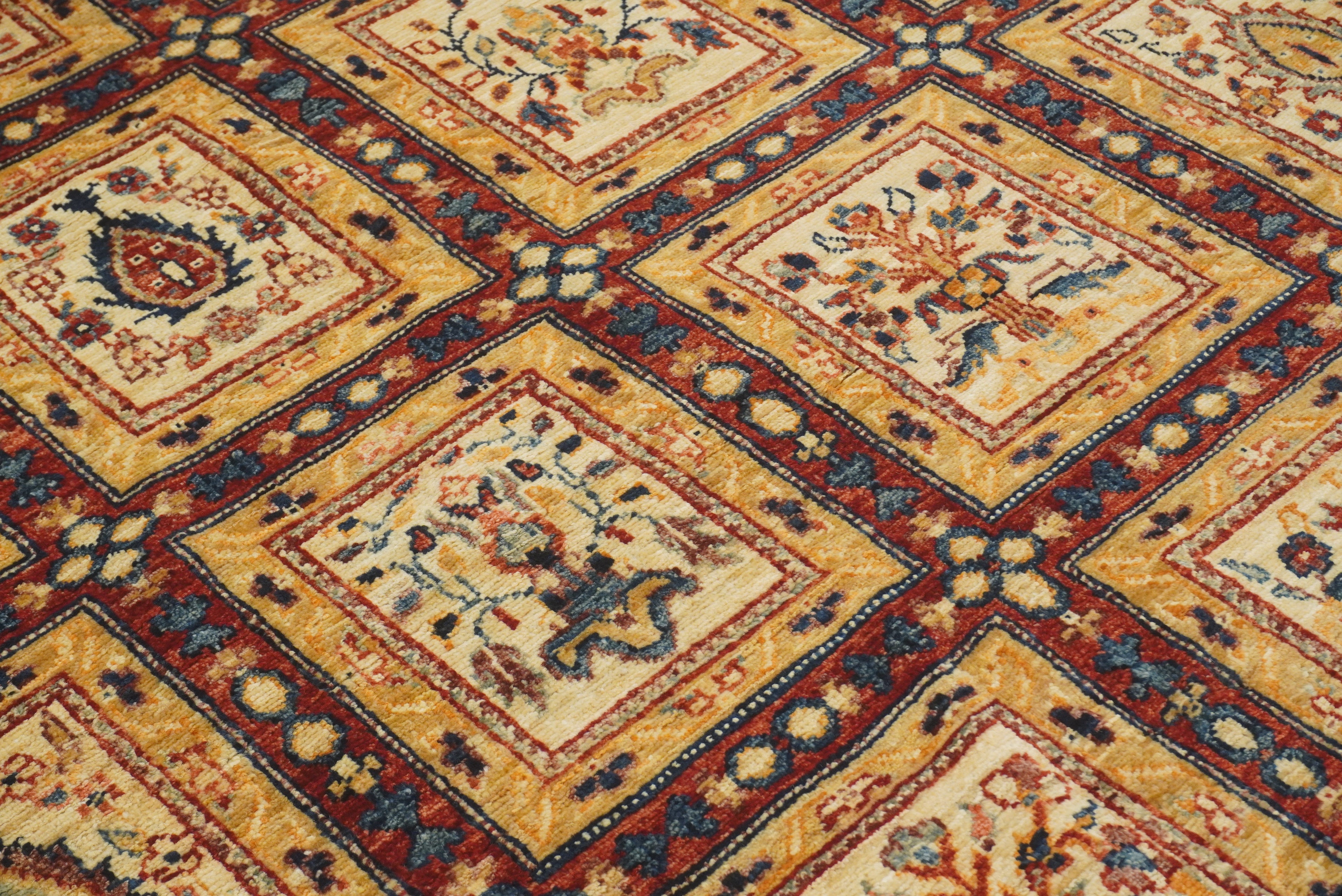 6'1"x9'11" Beige Bakhtiar Afghan Hand-Knotted Oriental Rug - Yildiz Rugs