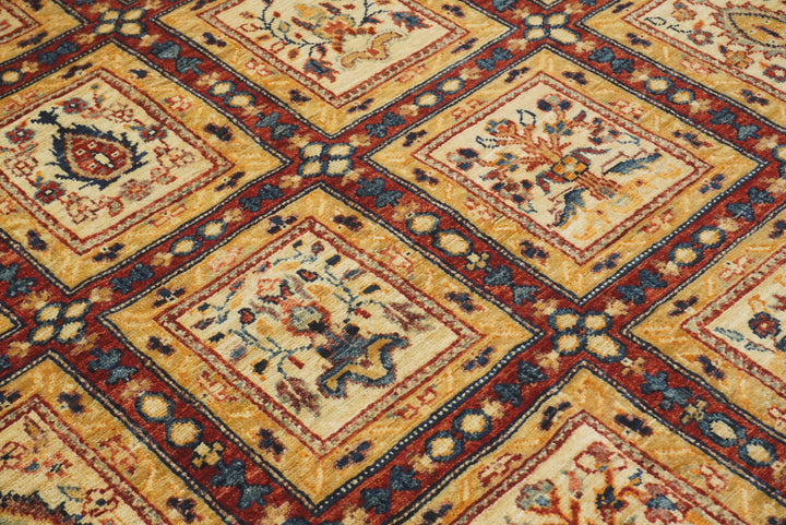 6'1"x9'11" Beige Bakhtiar Afghan Hand-Knotted Oriental Rug - Yildiz Rugs