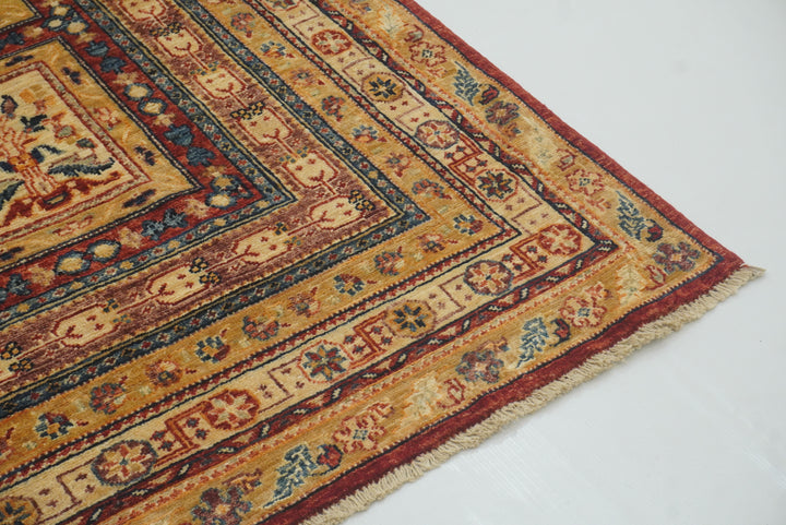 6'1"x9'11" Beige Bakhtiar Afghan Hand-Knotted Oriental Rug - Yildiz Rugs