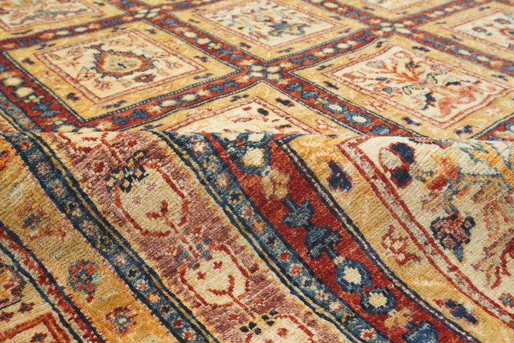6'1"x9'11" Beige Bakhtiar Afghan Hand-Knotted Oriental Rug - Yildiz Rugs
