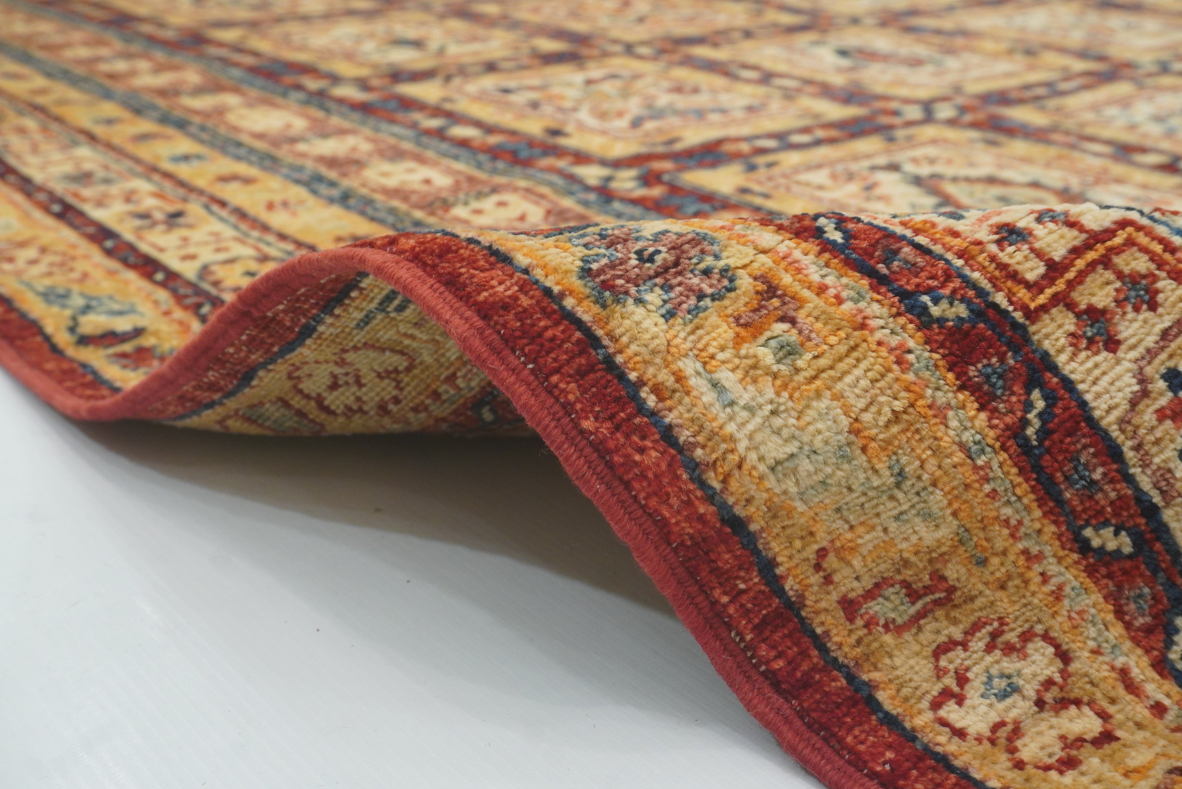 6'1"x9'11" Beige Bakhtiar Afghan Hand-Knotted Oriental Rug - Yildiz Rugs