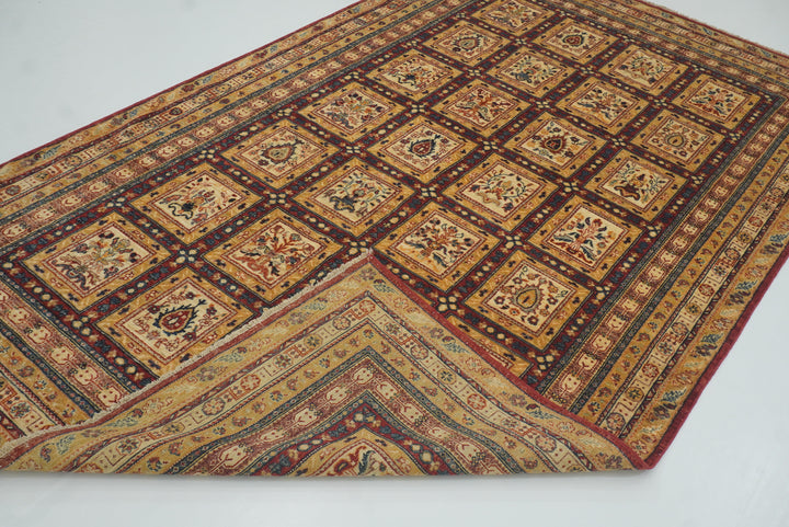 6'1"x9'11" Beige Bakhtiar Afghan Hand-Knotted Oriental Rug - Yildiz Rugs