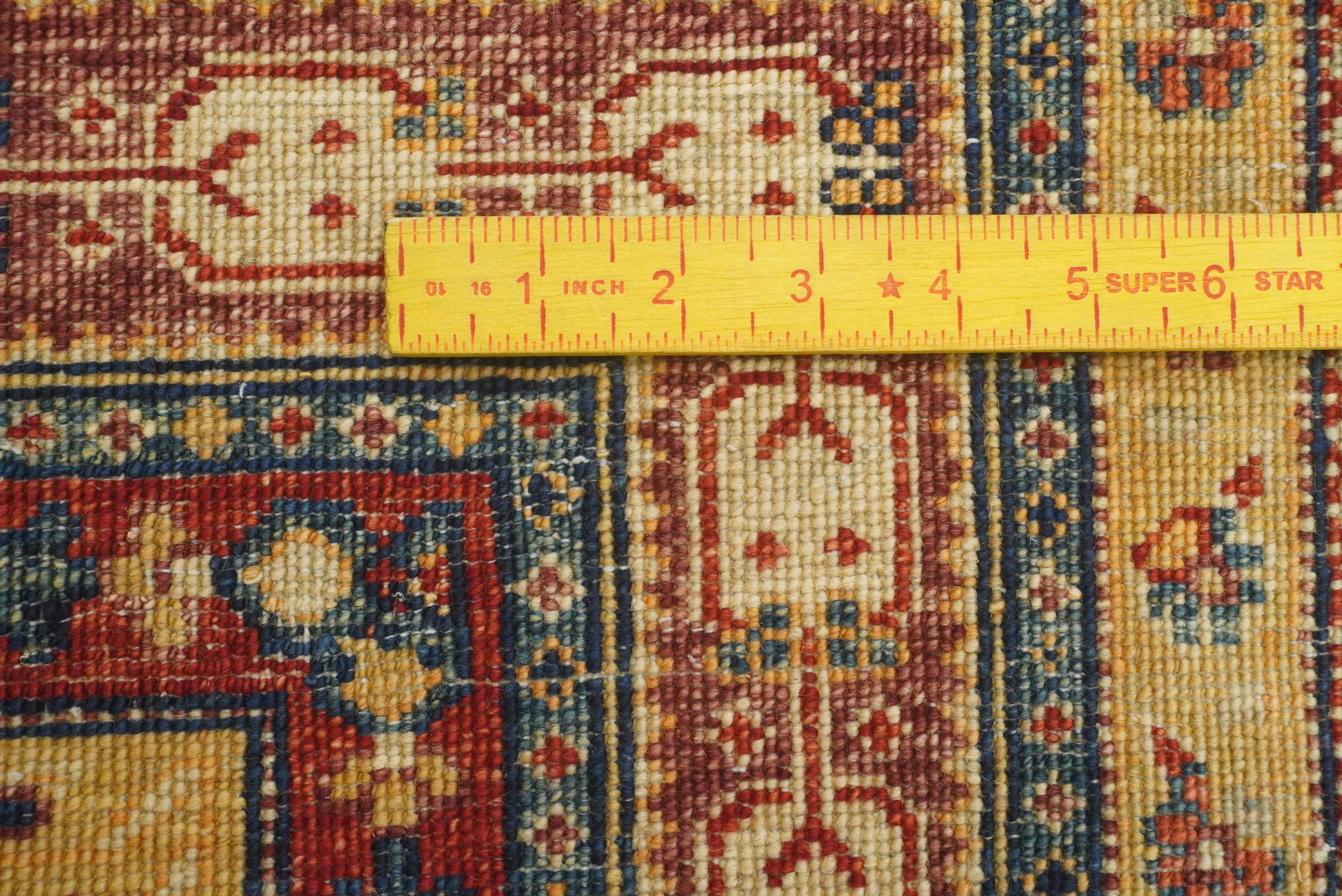6'1"x9'11" Beige Bakhtiar Afghan Hand-Knotted Oriental Rug - Yildiz Rugs
