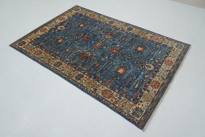 4x6 Blue Afghan Bidjar hand knotted Oriental Rug