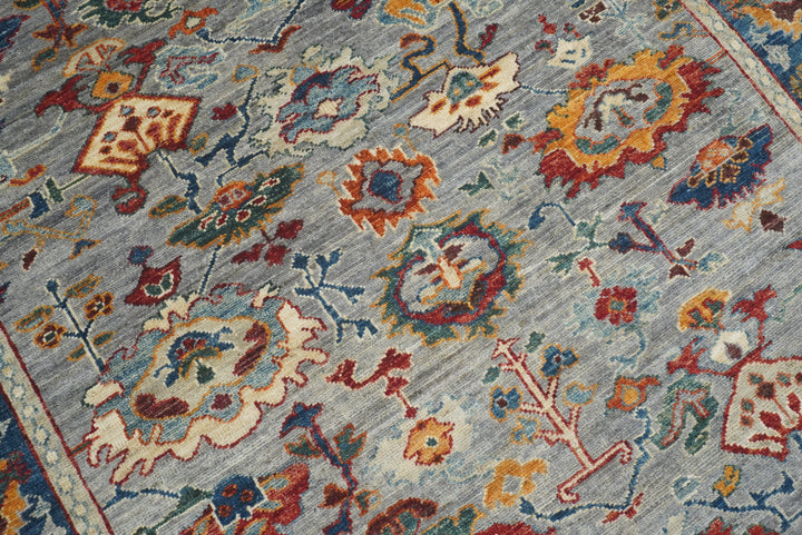 6x9 Gray Oushak Hand-Knotted Wool Oriental Rug - Yildiz Rugs