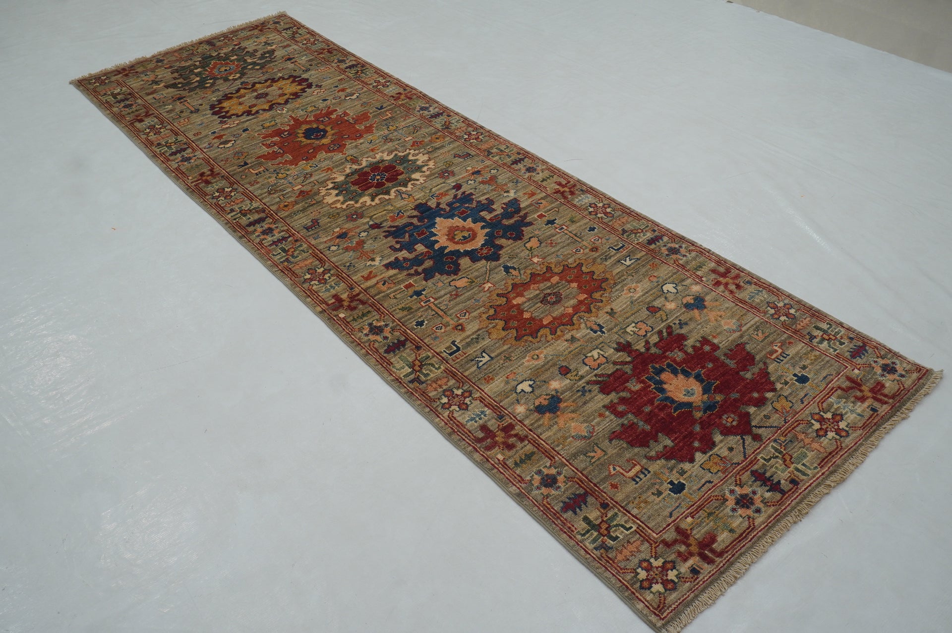 9 ft Gray Bidjar Afghan Hand Knotted Oriental Runner Rug