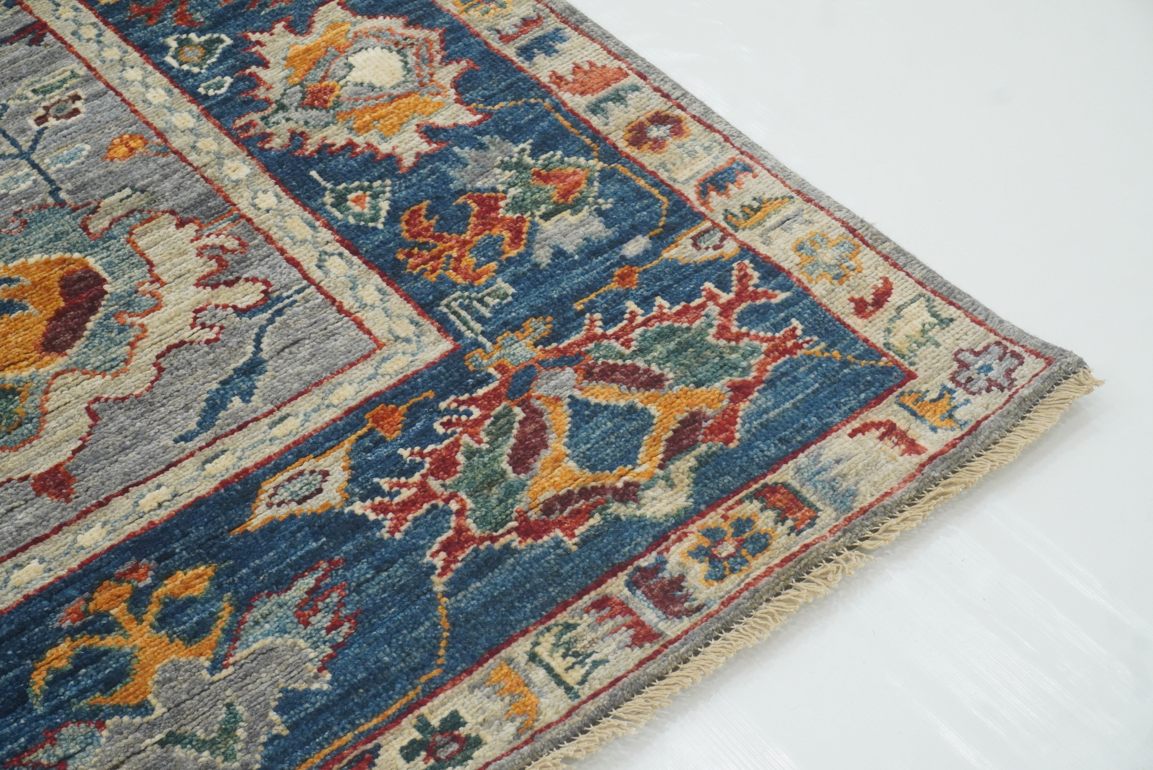 6x9 Gray Oushak Hand-Knotted Wool Oriental Rug - Yildiz Rugs