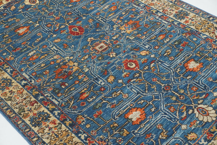 4x6 Blue Afghan Bidjar hand knotted Oriental Rug