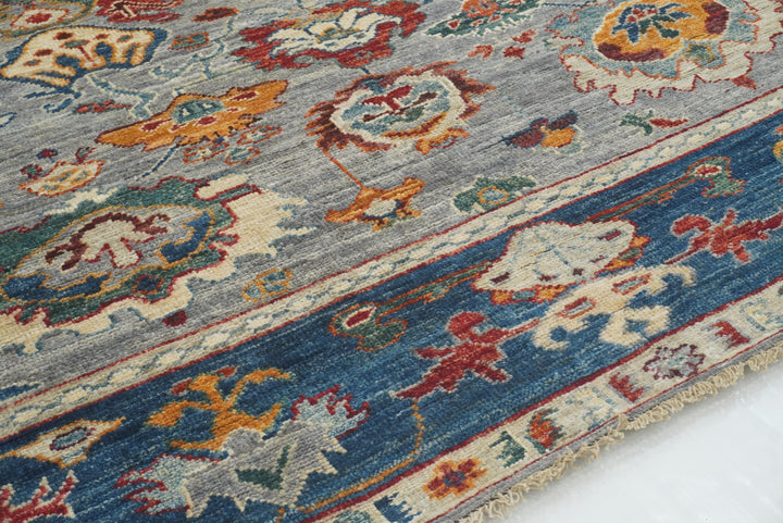 6x9 Gray Oushak Hand-Knotted Wool Oriental Rug - Yildiz Rugs