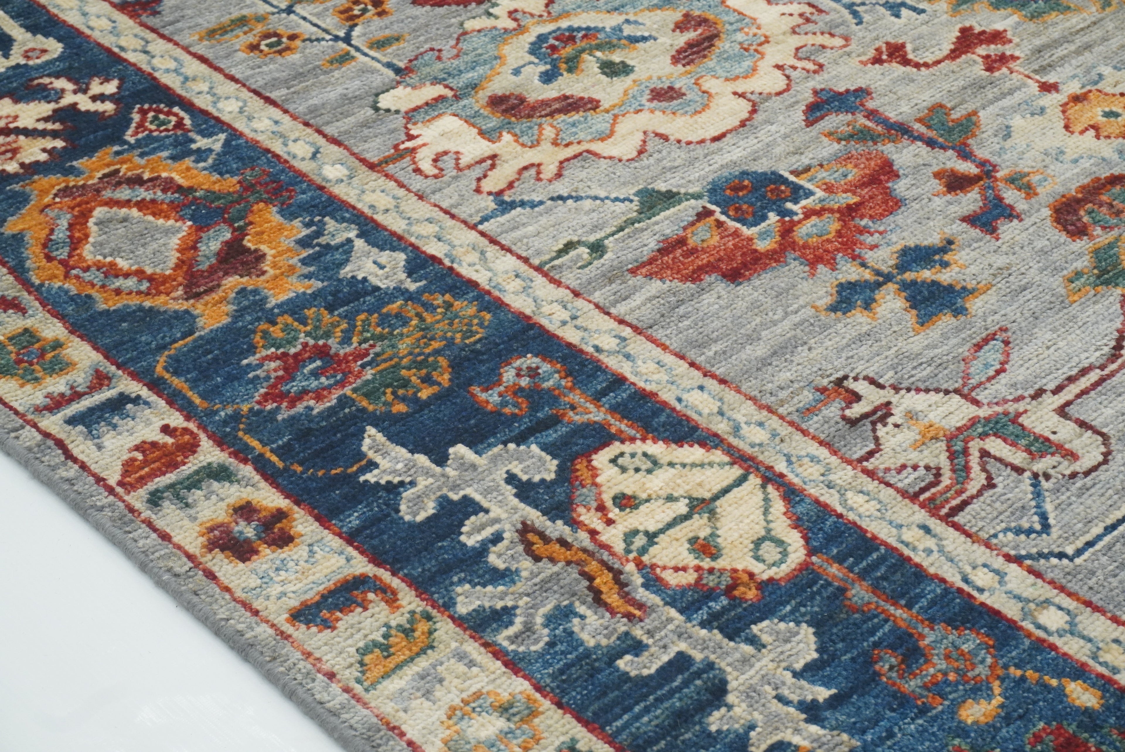 6x9 Gray Oushak Hand-Knotted Wool Oriental Rug - Yildiz Rugs