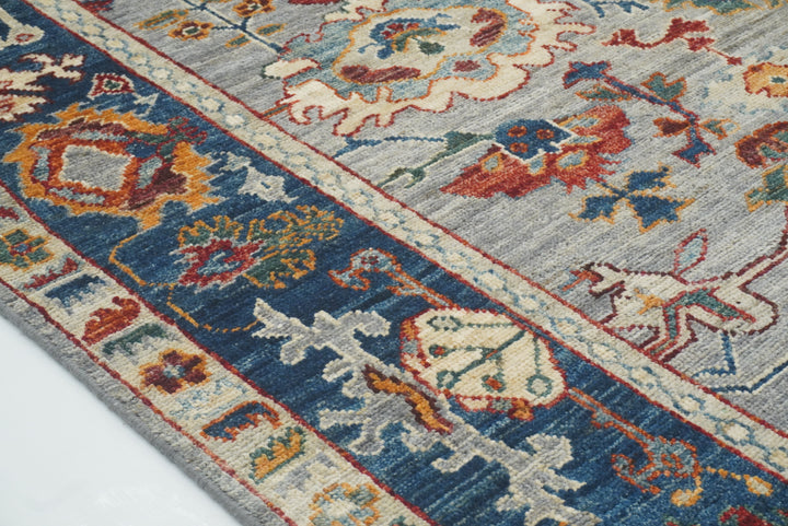 6x9 Gray Oushak Hand-Knotted Wool Oriental Rug - Yildiz Rugs
