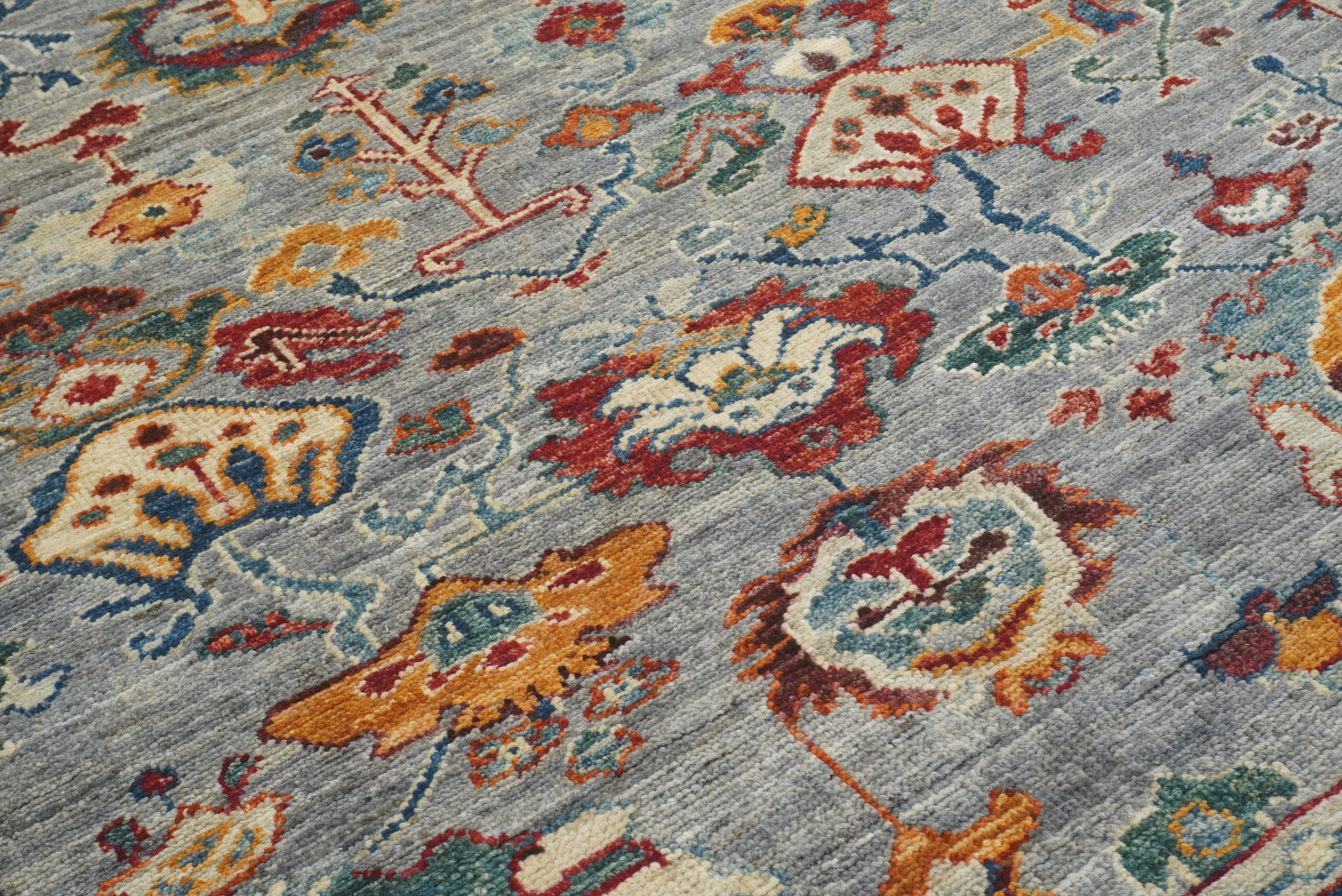 6x9 Gray Oushak Hand-Knotted Wool Oriental Rug - Yildiz Rugs