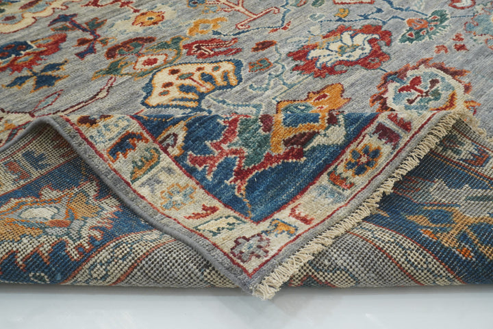 6x9 Gray Oushak Hand-Knotted Wool Oriental Rug - Yildiz Rugs