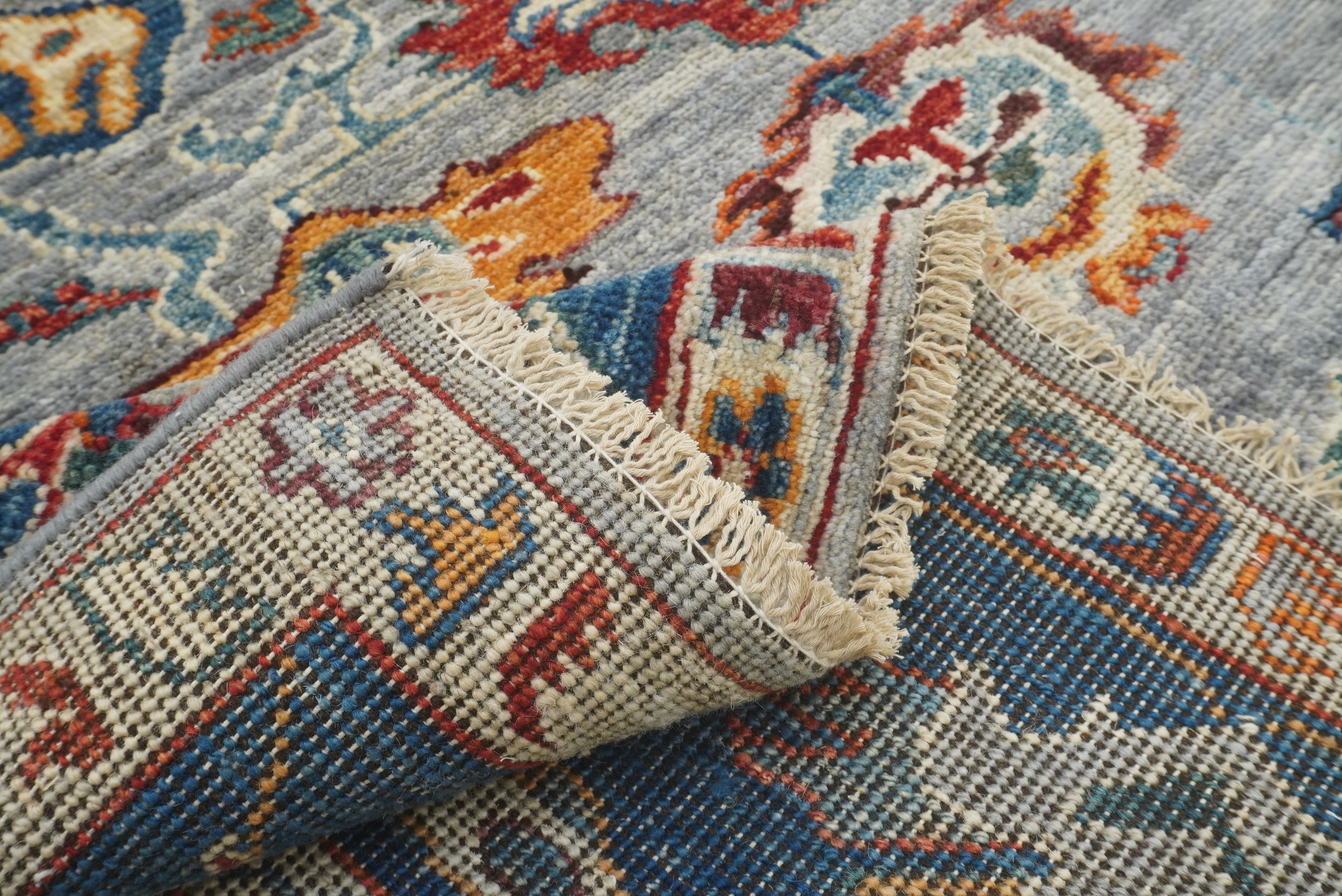 6x9 Gray Oushak Hand-Knotted Wool Oriental Rug - Yildiz Rugs