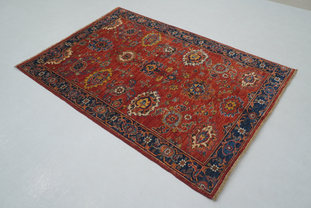 4x6 Red Bidjar Afghan hand knotted Oriental Rug