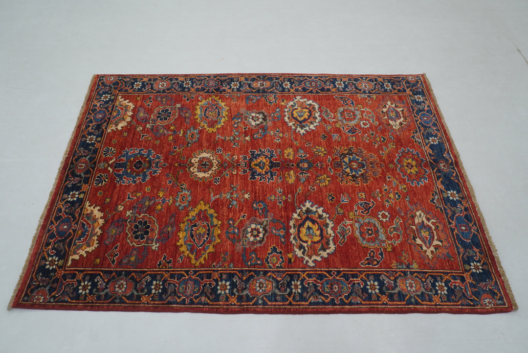 4x6 Red Bidjar Afghan hand knotted Oriental Rug